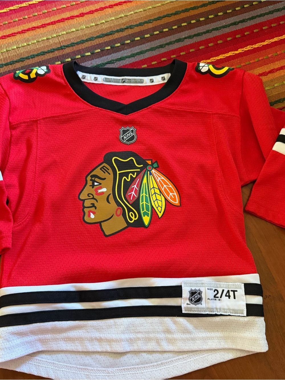 NHL Chicago Blackhawks Red Kids Hockey Jersey with Black & White Trim